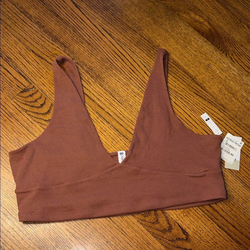 BP Brown Crop V Neck Plunge Lounge Tank Top Size 2X
